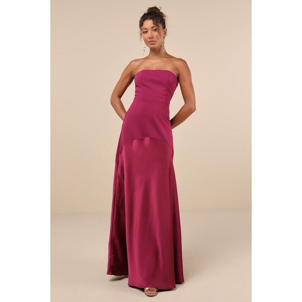Lulus Compelling Style Plum Purple Strapless A-line Maxi Dress - Size M